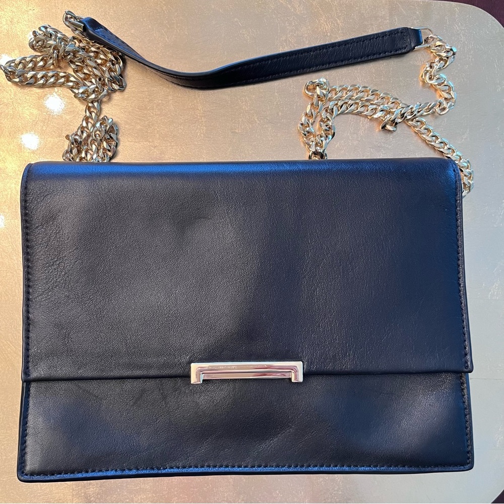 Black leather clutch or crossbody purse